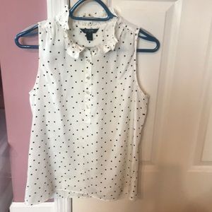 J.Crew Factory polka dot collared ruffle blouse